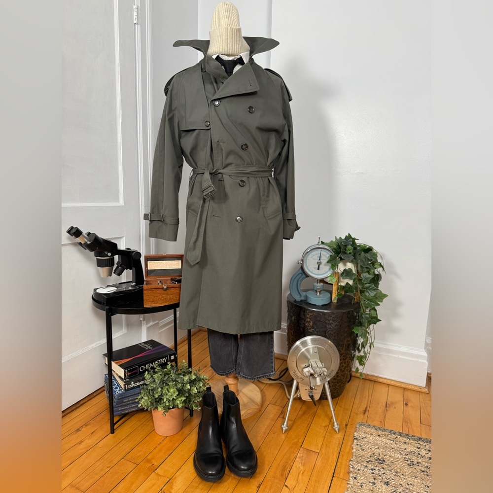 Vintage Trench Coat Olive-Grey